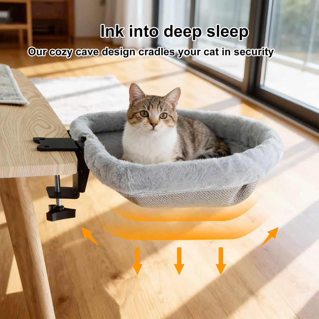 Cama de escritorio para gatos.